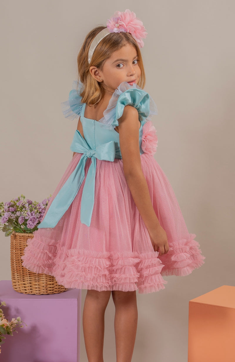 Vestido para Niña Soy Capaz - Azul y Rosa