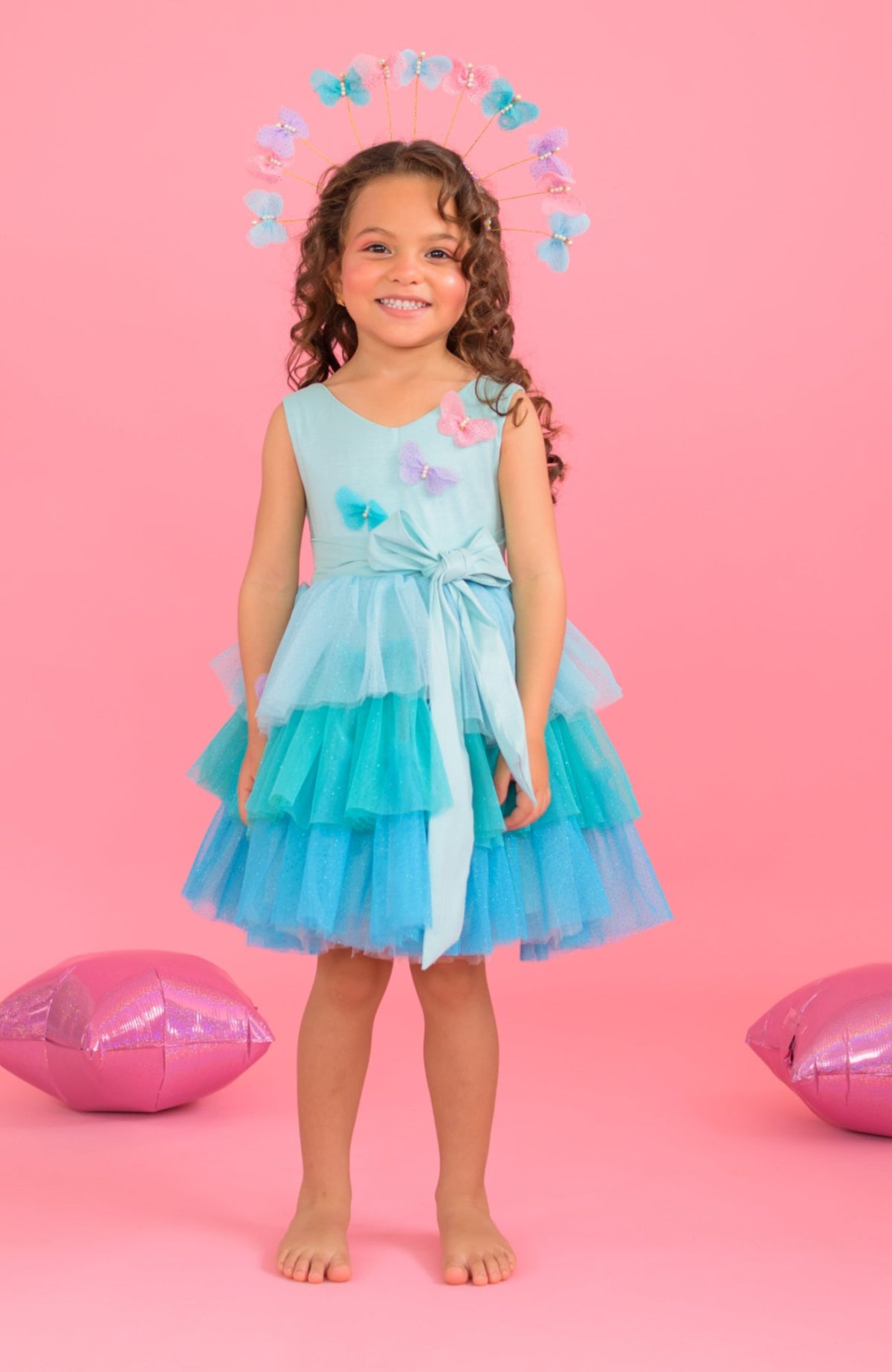 Vestido Para Niña Mariposa - Azul