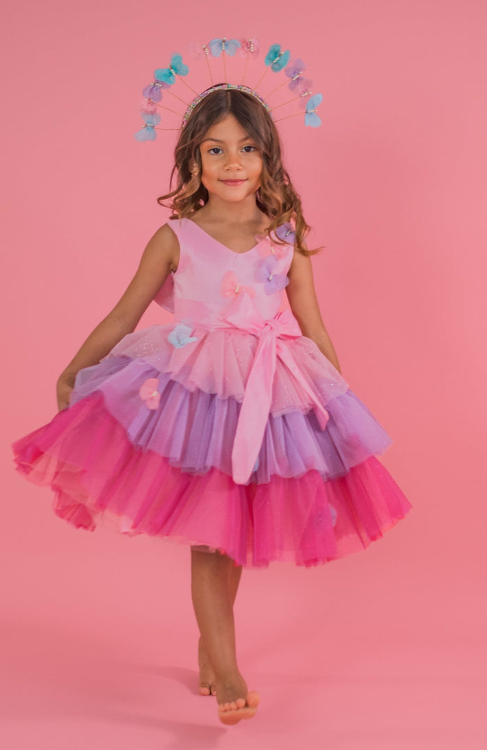 Vestido Para Niña Mariposa - Rosa