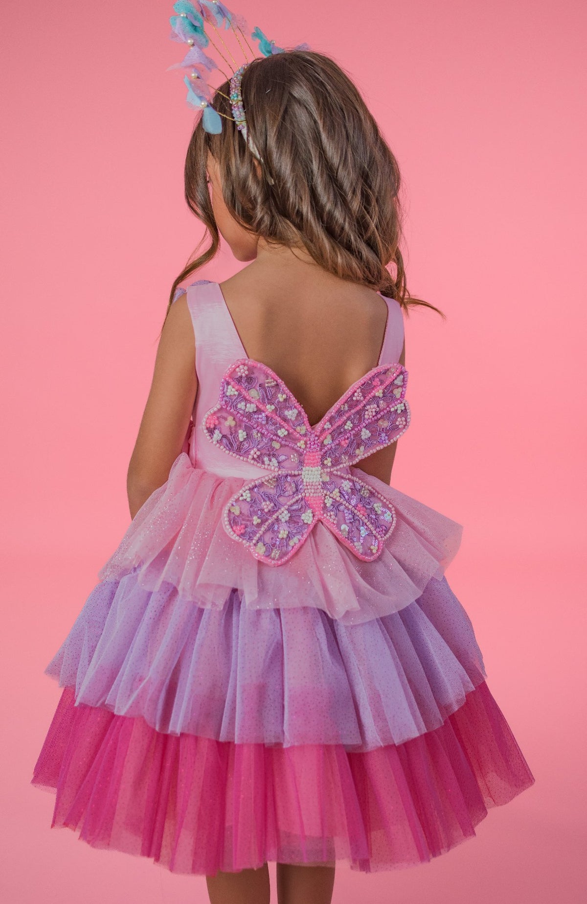 Vestido Para Niña Mariposa - Rosa