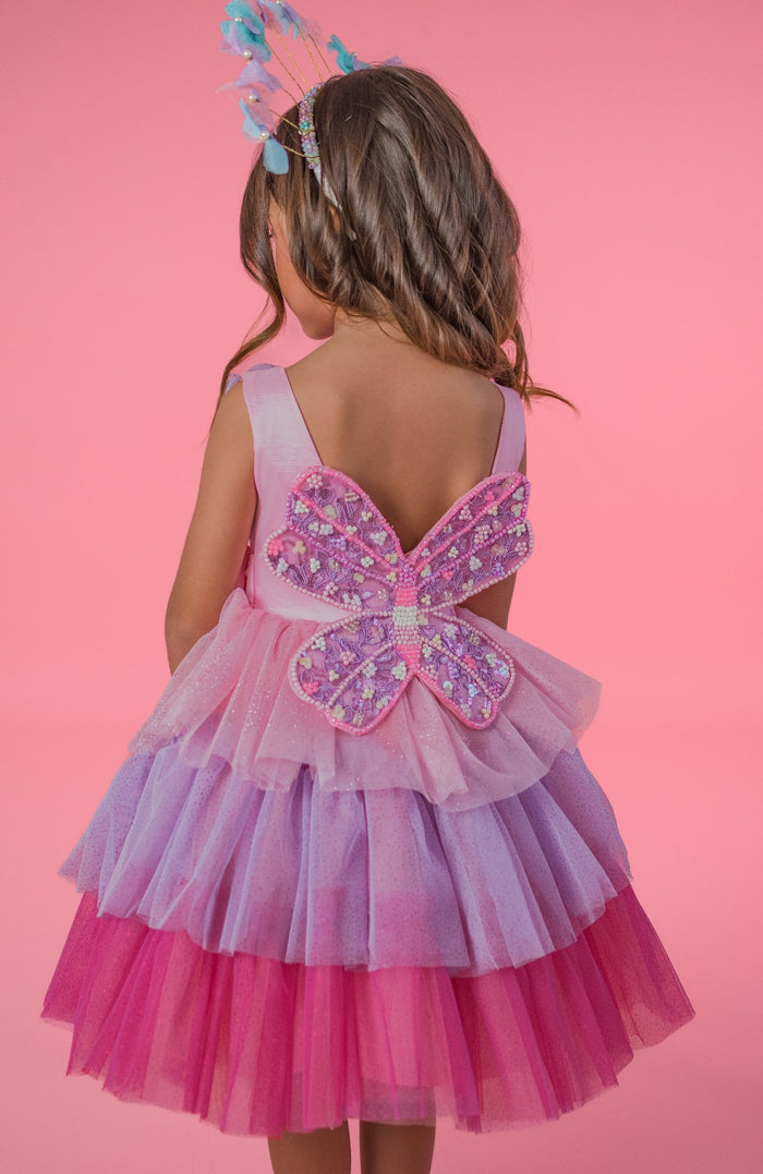 Vestido Para Bebita Mariposa - Rosa - (PREORDEN 8 Días)