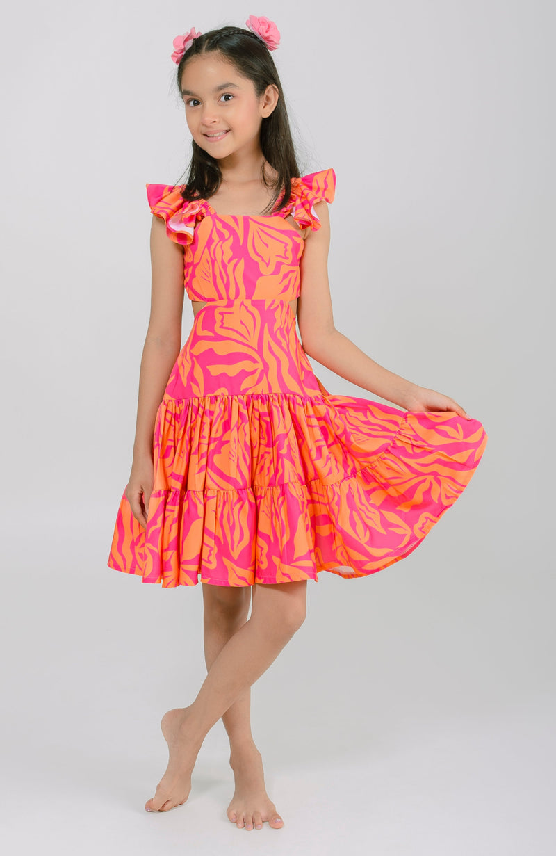 Vestido Para niña Palmera Naranja