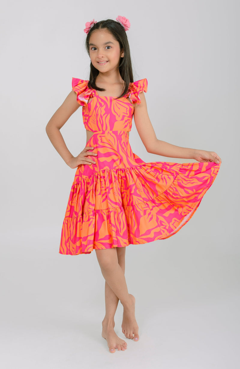 Vestido Para niña Palmera Naranja