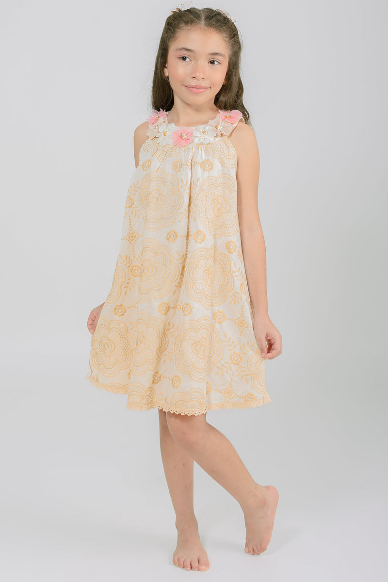 Vestido Para Niña Lucia Beige